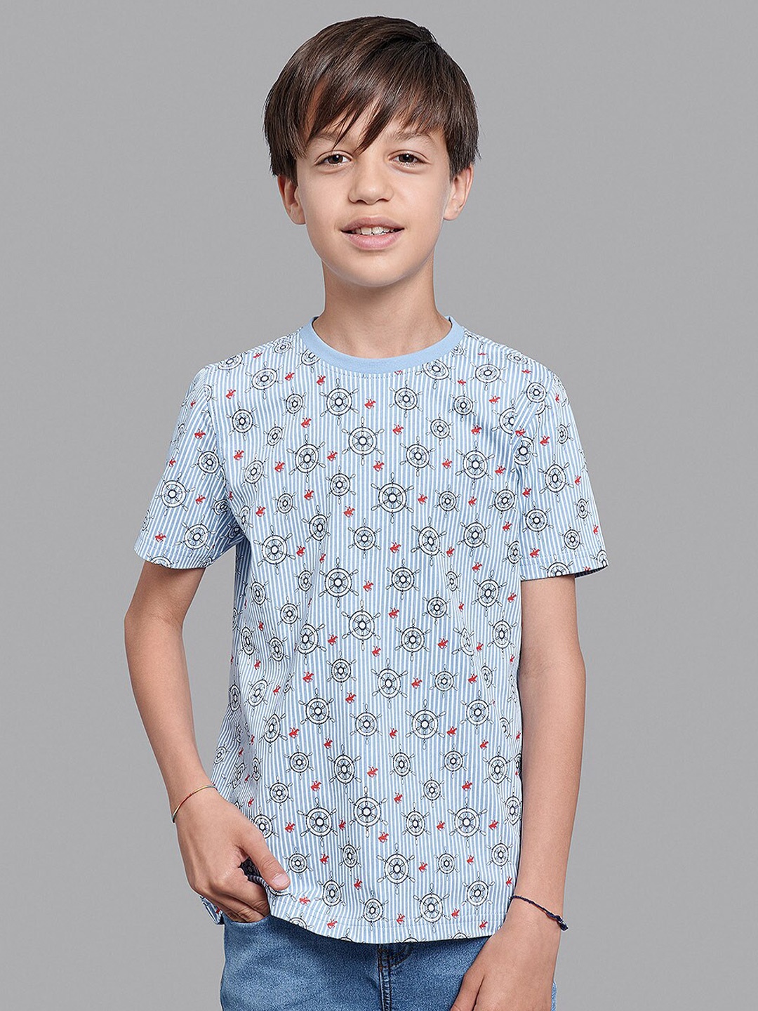 

Beverly Hills Polo Club Boys Blue Printed T-shirt