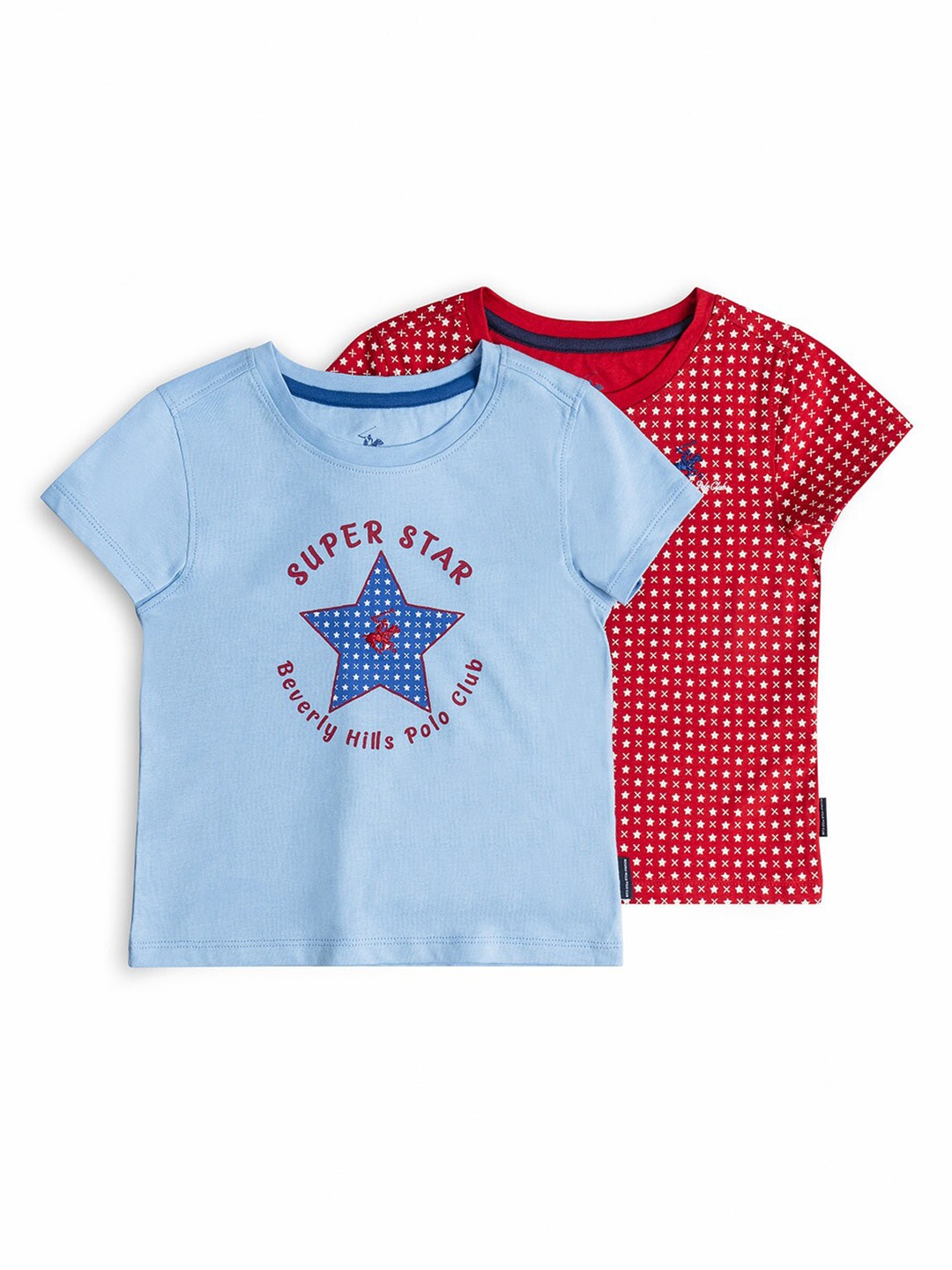 

Beverly Hills Polo Club Girls Multicoloured 2 Printed Extended Sleeves Applique T-shirt, Multi