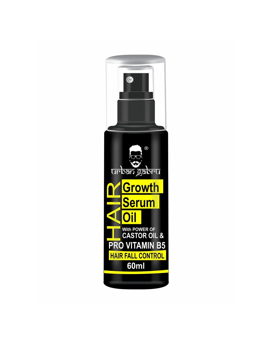 

URBANGABRU Hair Growth Serum Oil with Castor Oil & Pro Vitamin B5 - 60 ml, Black