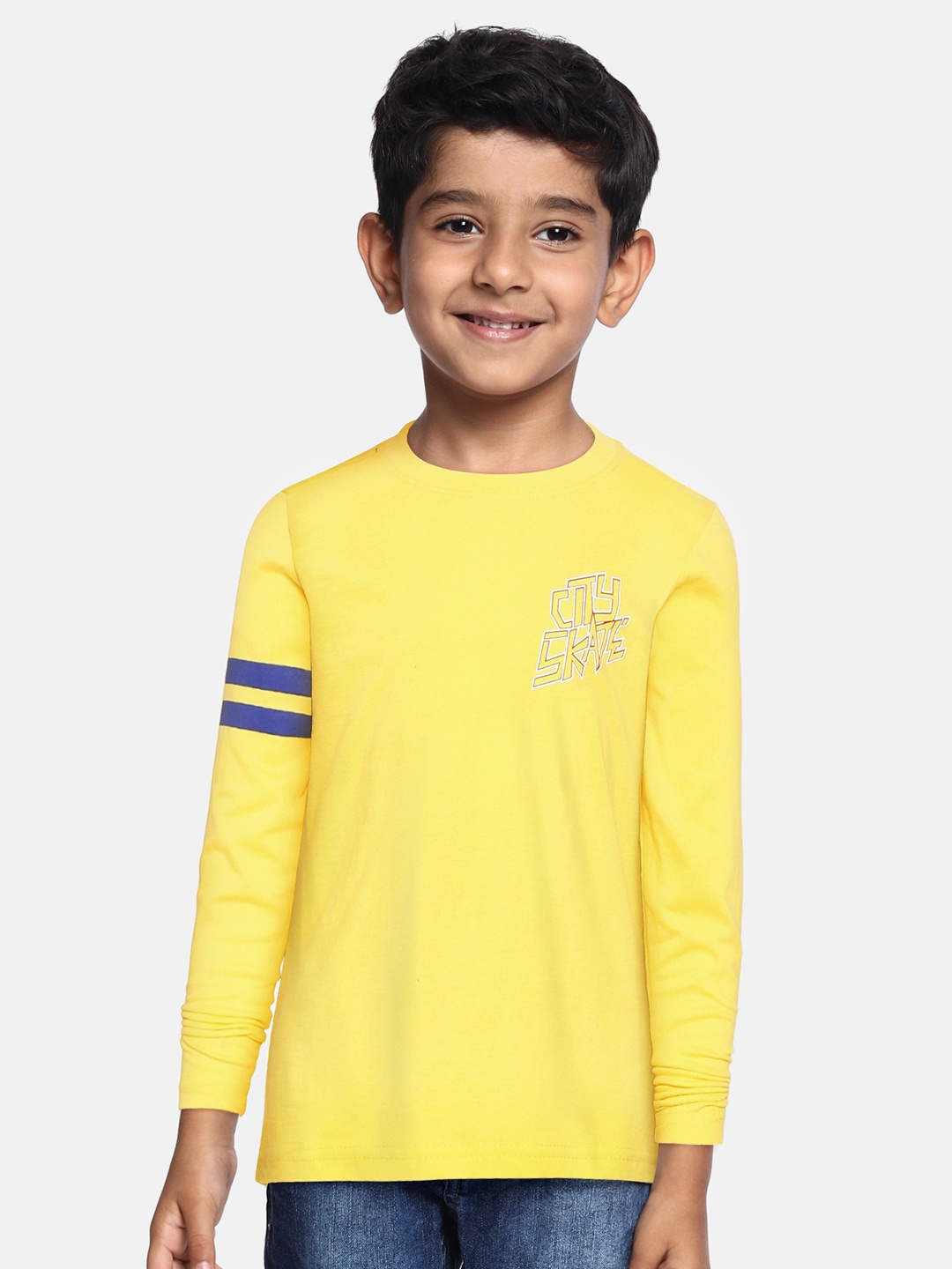 

Provogue Boys Yellow & Red Solid Pure Cotton T-shirt