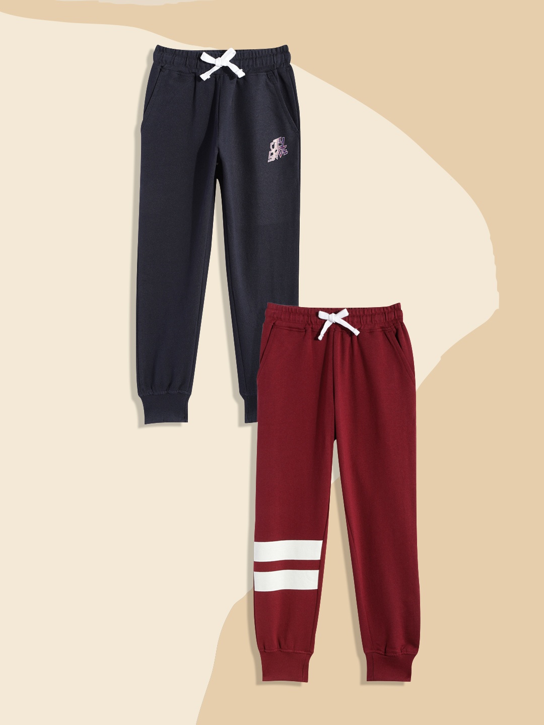 

Provogue Boys Pack Of 2 Regular Fit Joggers, Maroon