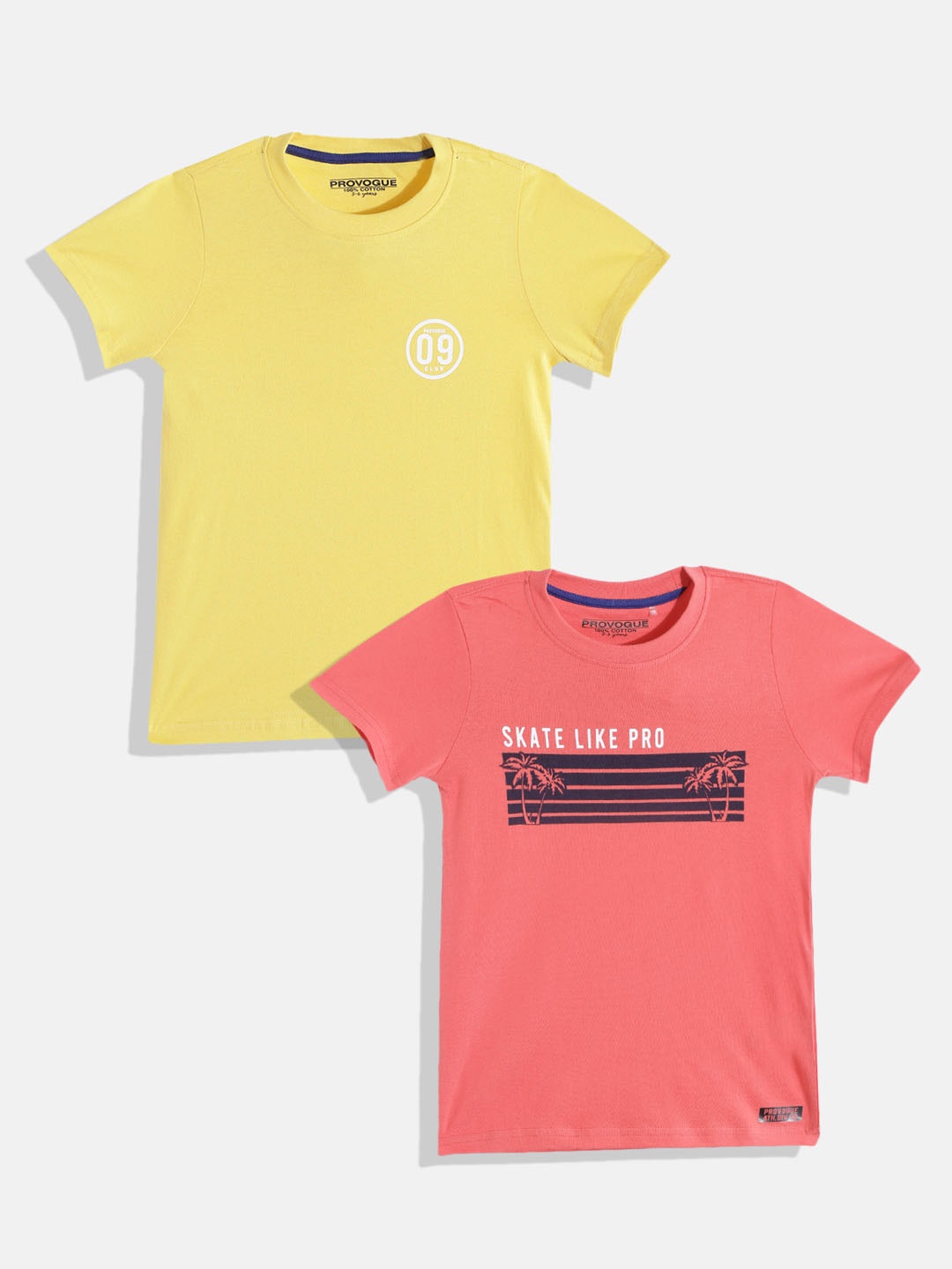 

Provogue Boys Pack of 2 Printed Pure Cotton T-shirts, Pink
