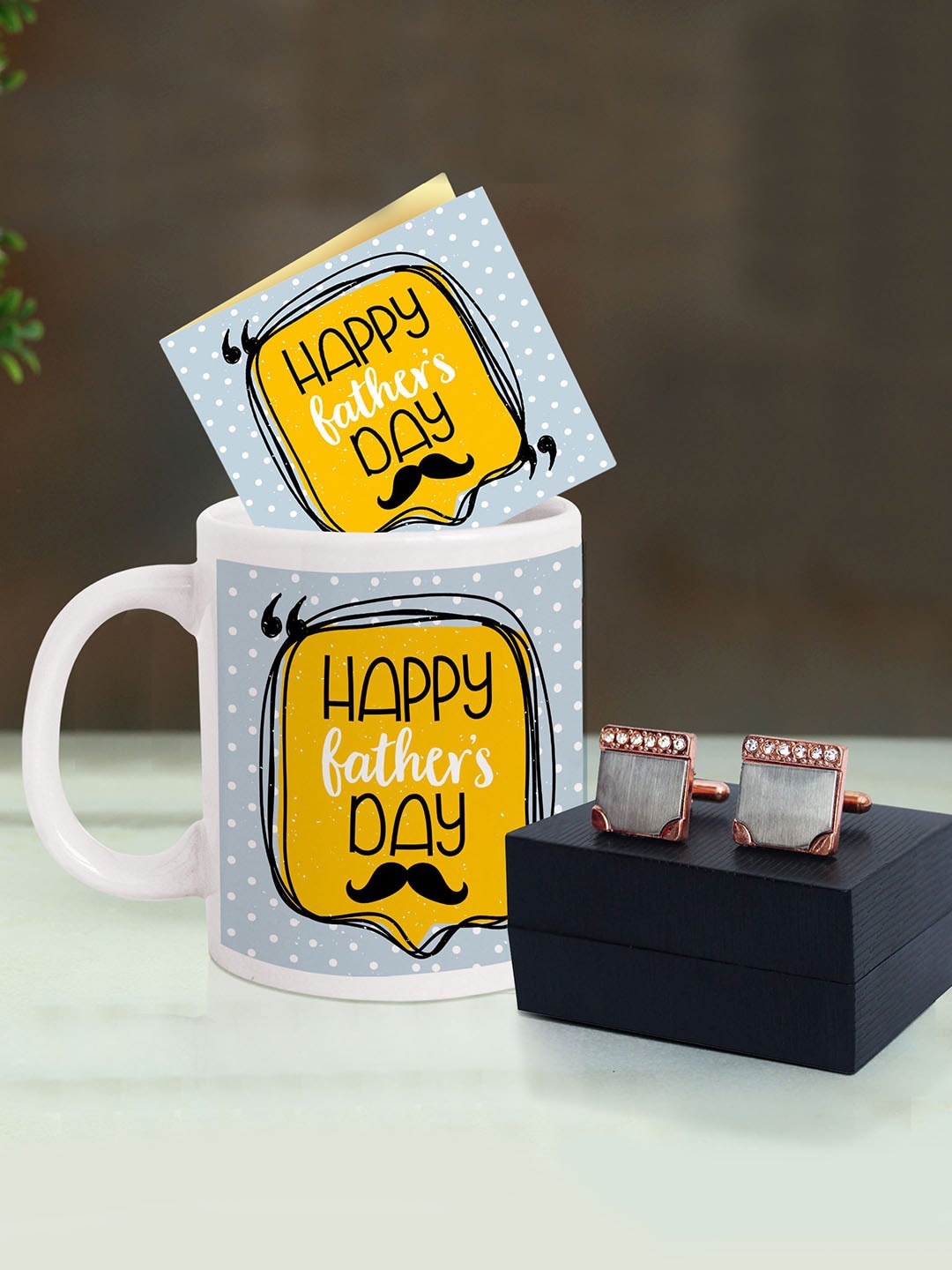 

TIED RIBBONS Set Of 3 Yellow Printed Father's Day Gift Sets, Multi