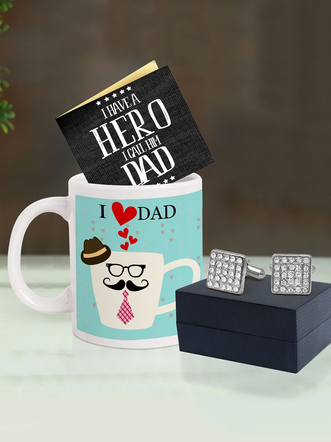 

TIED RIBBONS Blue & White Printed Fathers Day Gift Set