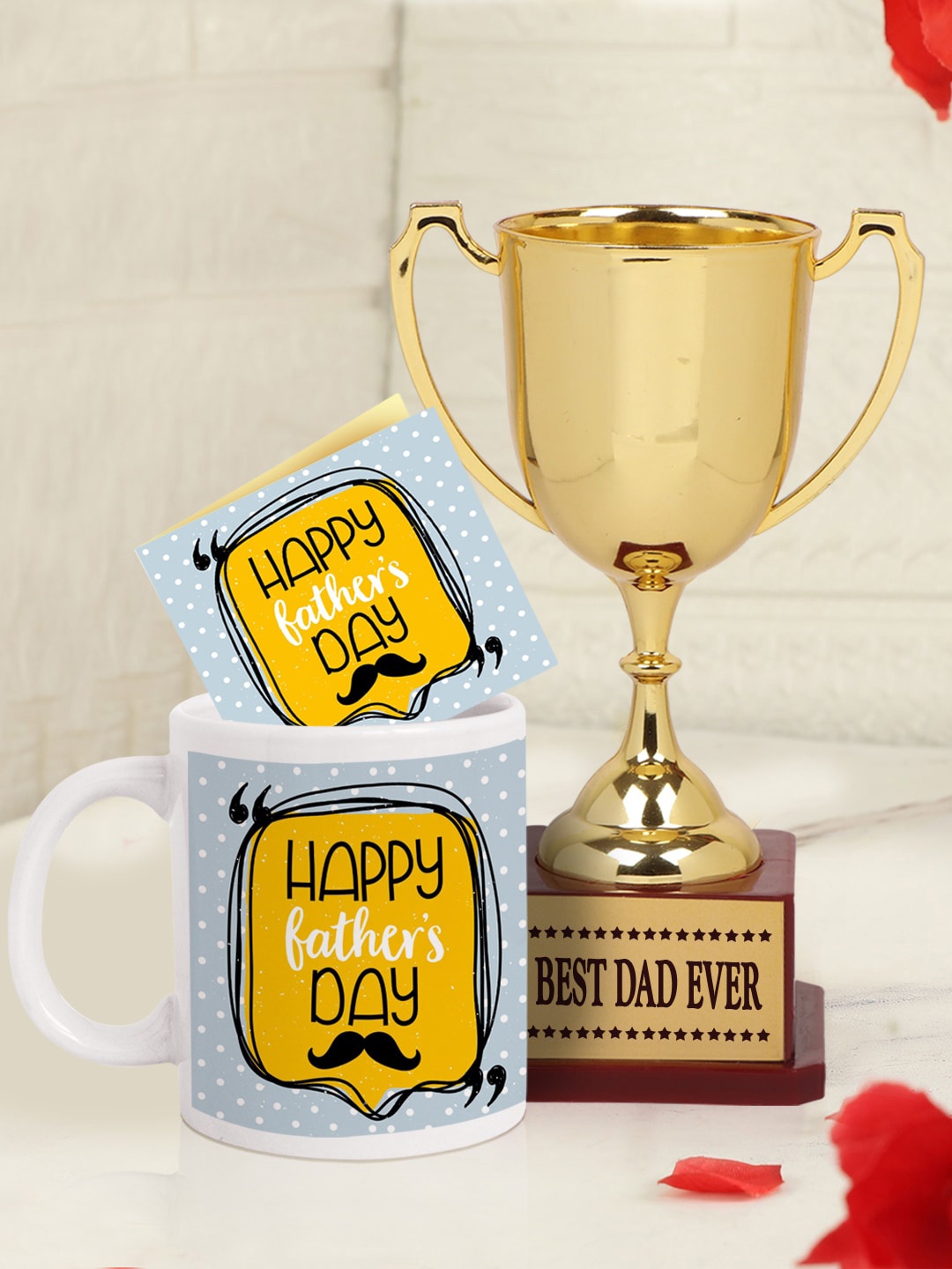 

TIED RIBBONS Gold & Yellow Father's Day Gift Trophy with Coffee Mug & Card Set