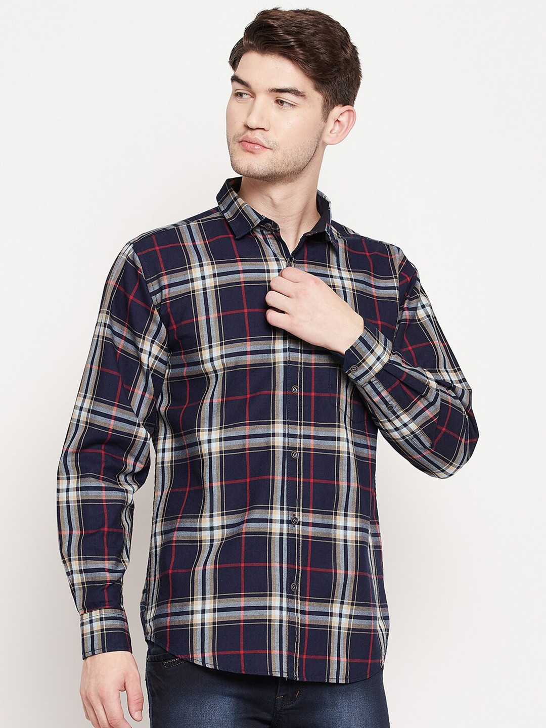 

Duke Men Blue Slim Fit Tartan Checks Checked Casual Shirt