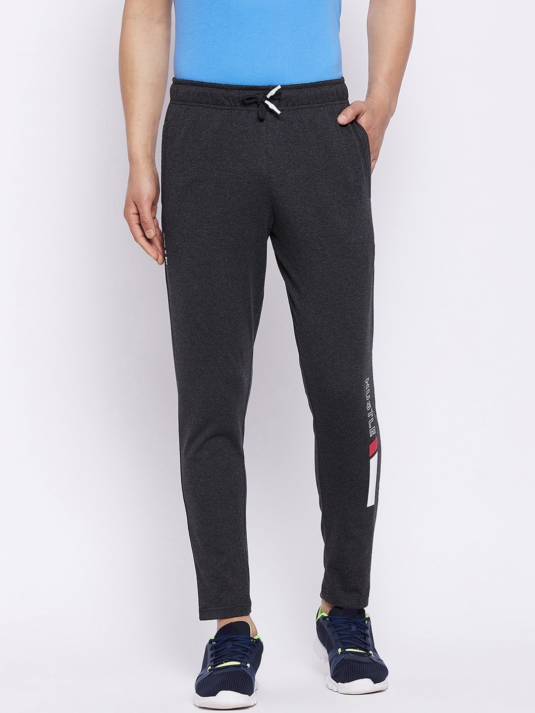 

HARBOR N BAY Men Charcoal Grey Solid Cotton Track Pants
