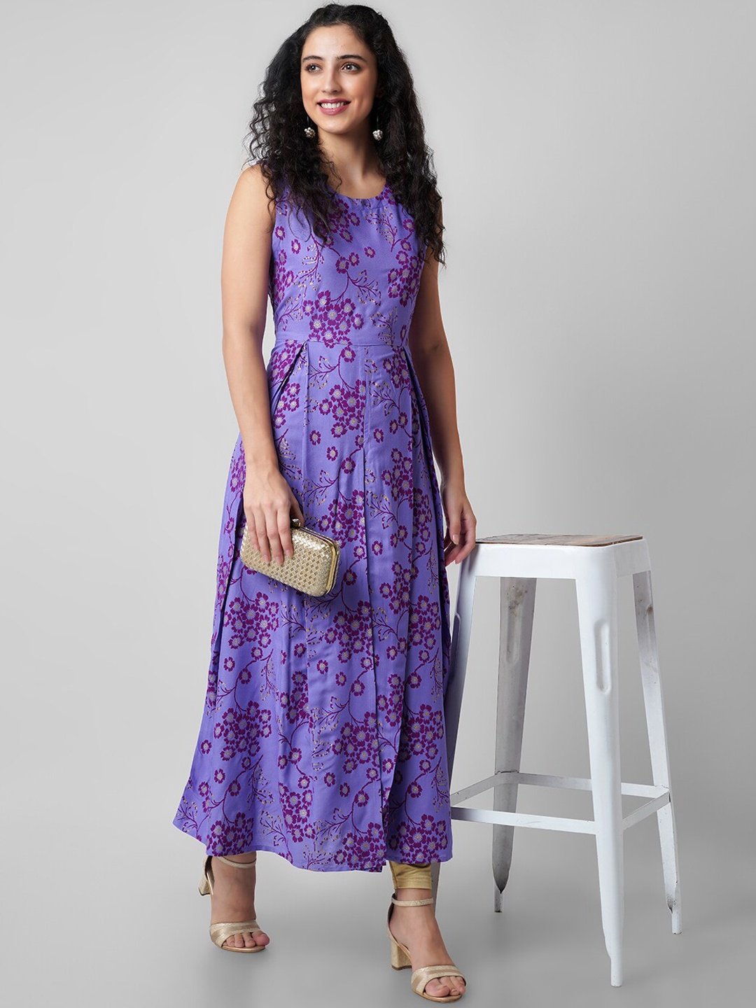 

KALINI Women Purple Printed Handloom Kurta