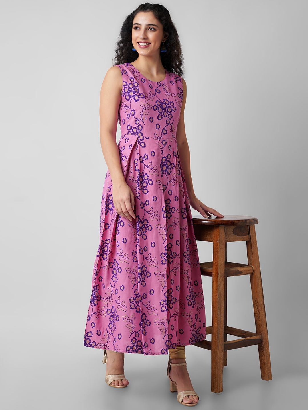 

KALINI Women Mauve Floral Printed A-Line Kurta