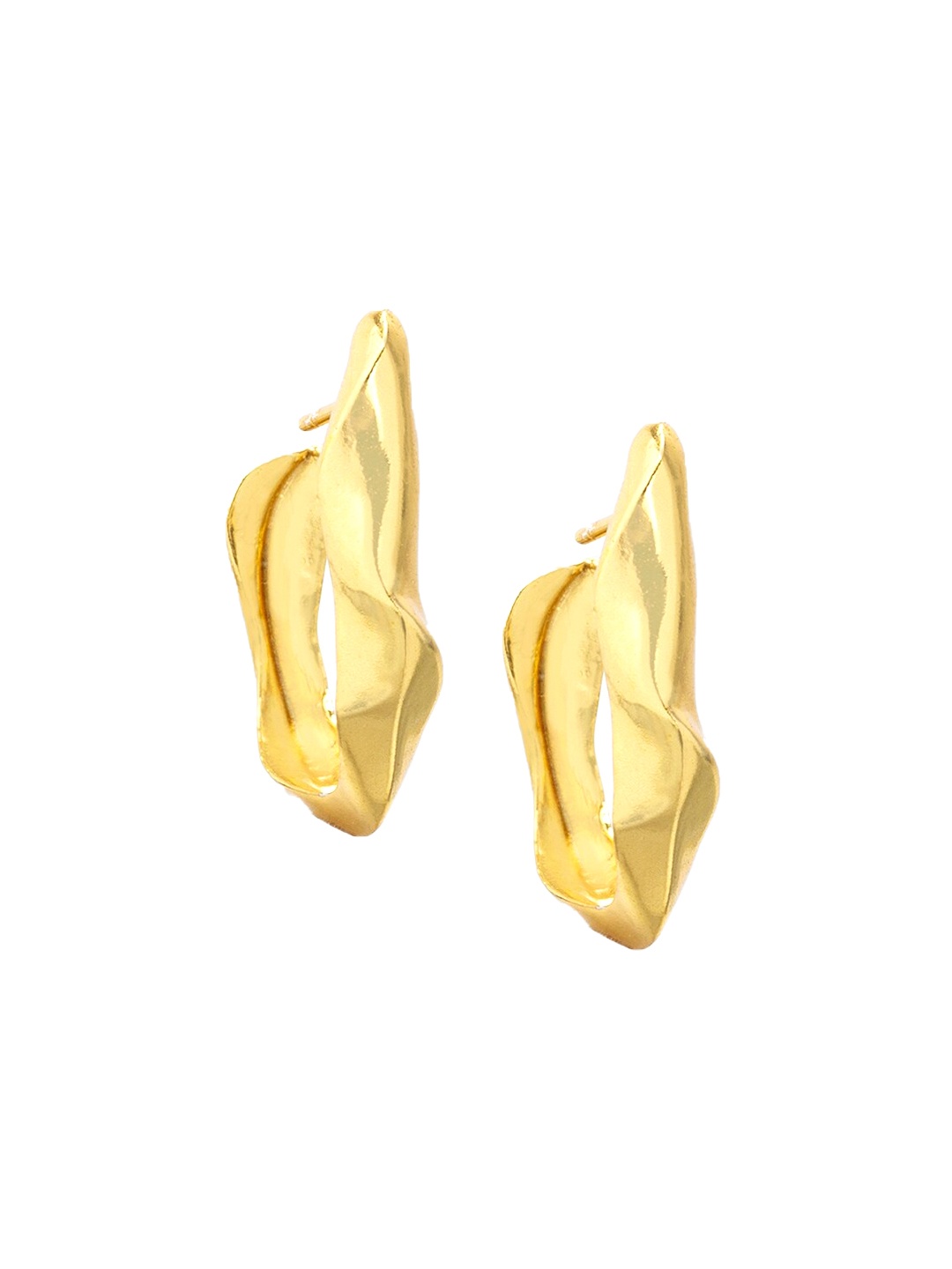 

Mikoto by FableStreet Gold-Plated Wavy Contemporary Hoop Earrings