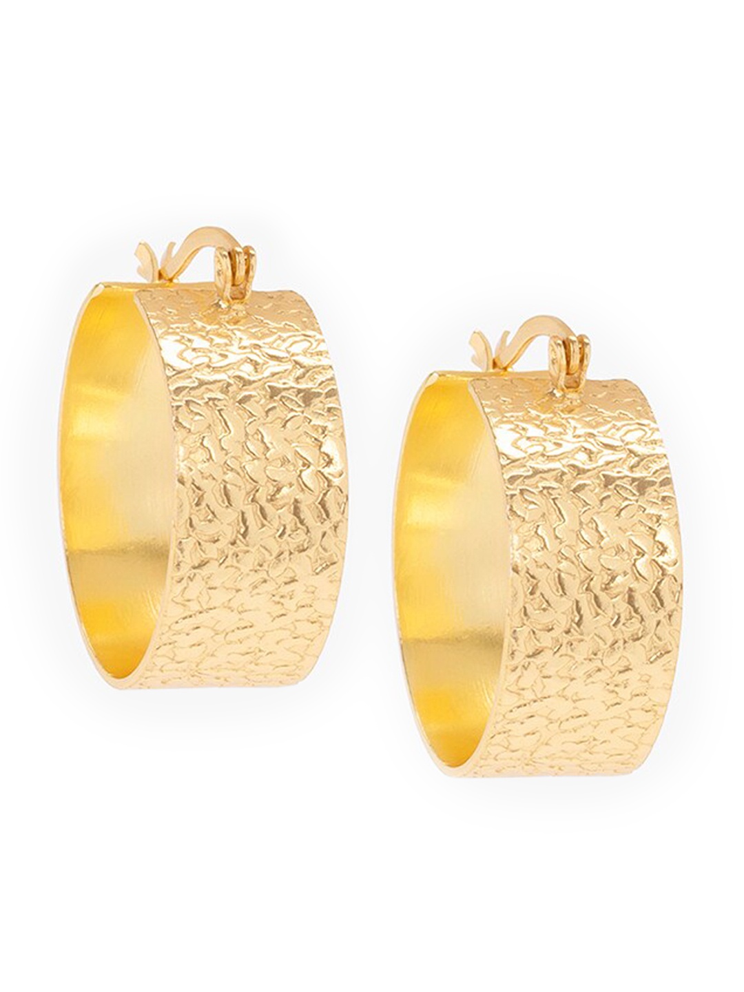 

Mikoto by FableStreet Gold-Plated Textured Round Contemporary Hoop Earrings