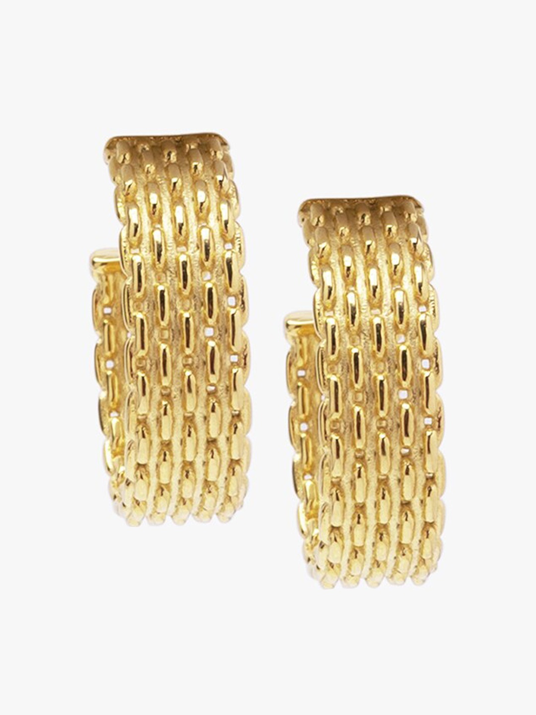 

March by FableStreet Gold-Plated Weave Contemporary Hoop Earrings