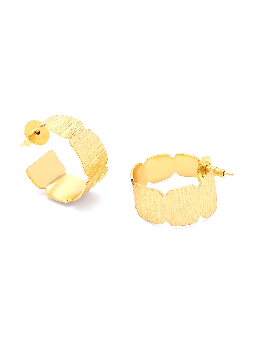 

Mikoto by FableStreet Gold-Plated Textured Contemporary Hoop Earrings