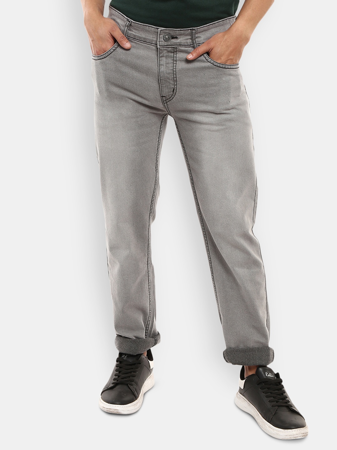 

V-Mart Men Black Classic Slim Fit Low Distress Heavy Fade Jeans