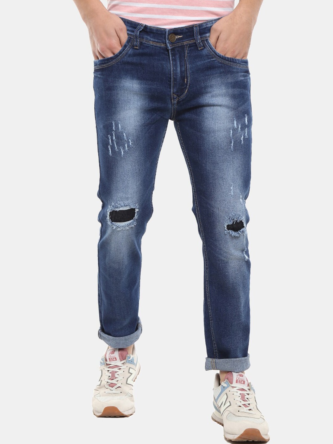 

V-Mart Men Blue Classic Mildly Distressed Heavy Fade Jeans