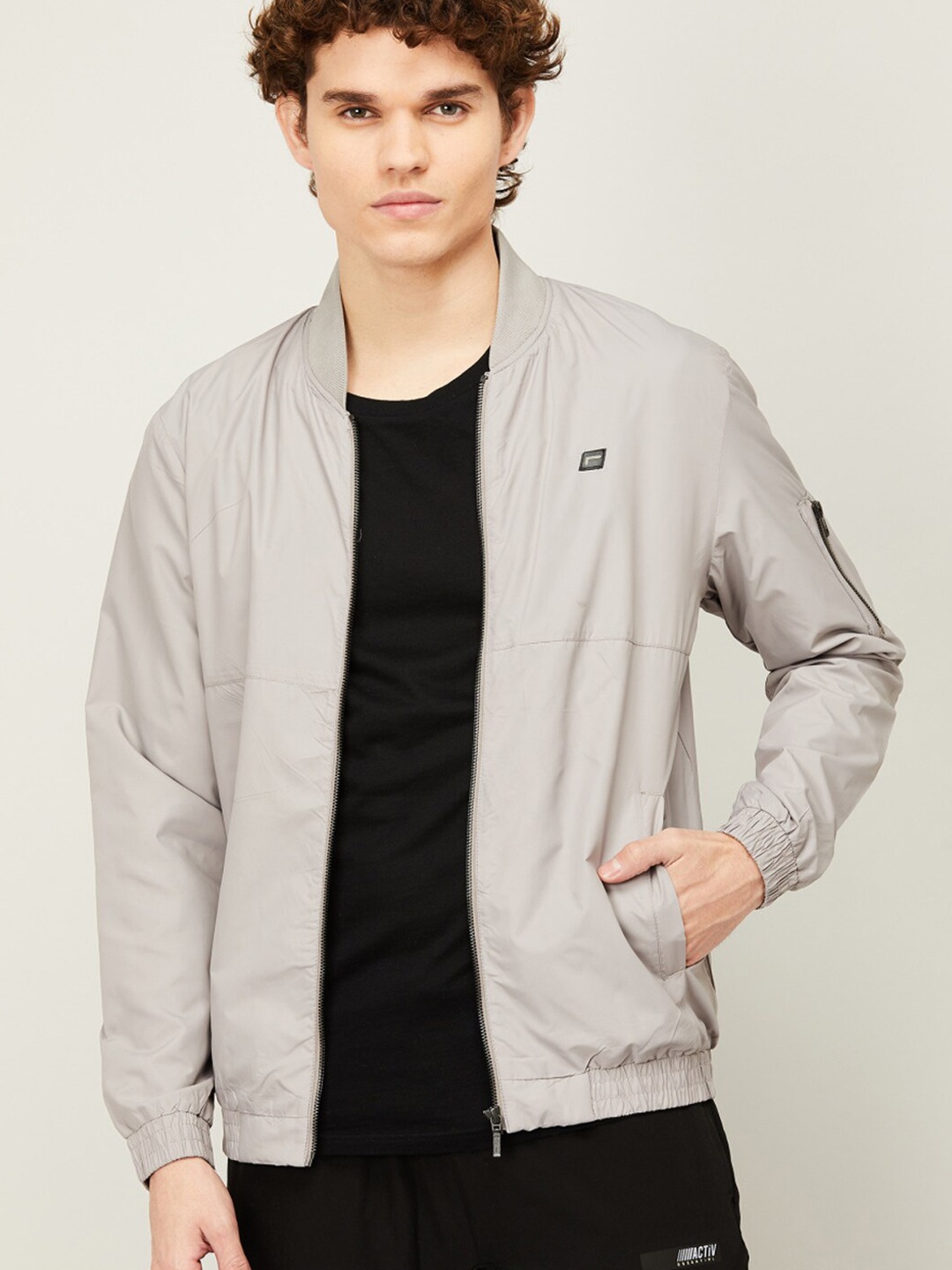 

Fame Forever by Lifestyle Men Grey Longline Bomber Jacket