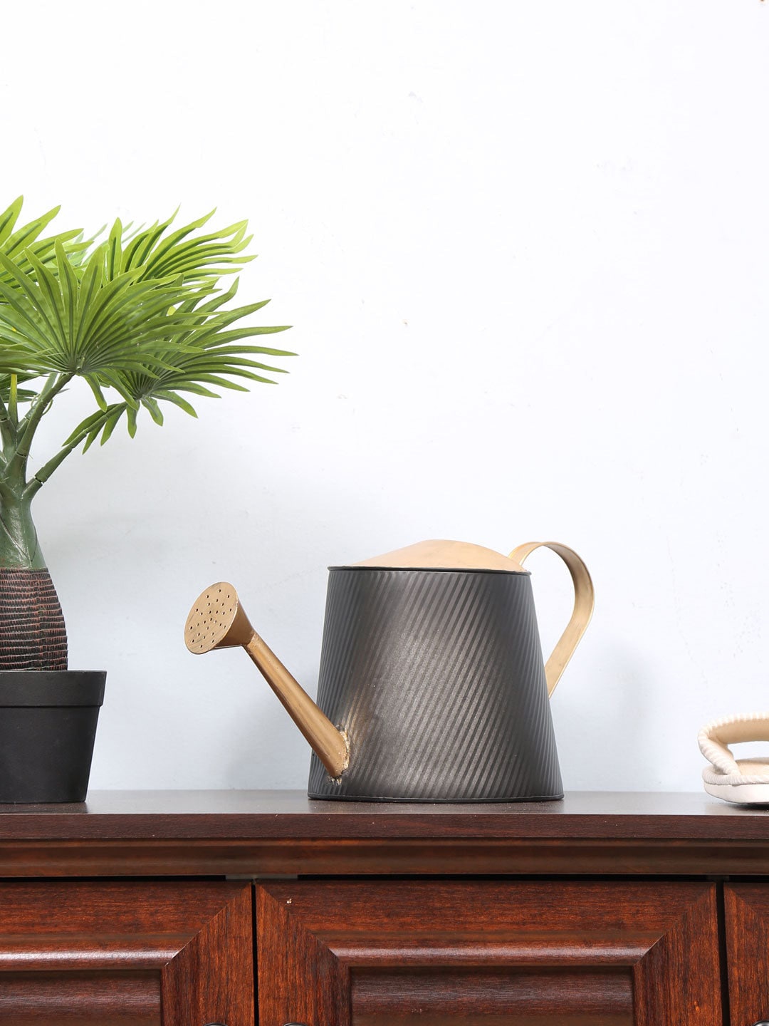 

Athome by Nilkamal Gold Toned Striped Metal Watering Can For Planters