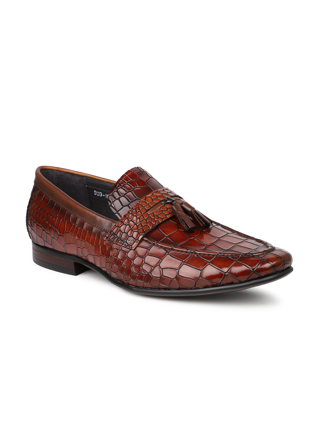 

ATESBER by Inc.5 Men Tan Textured Leather Loafers