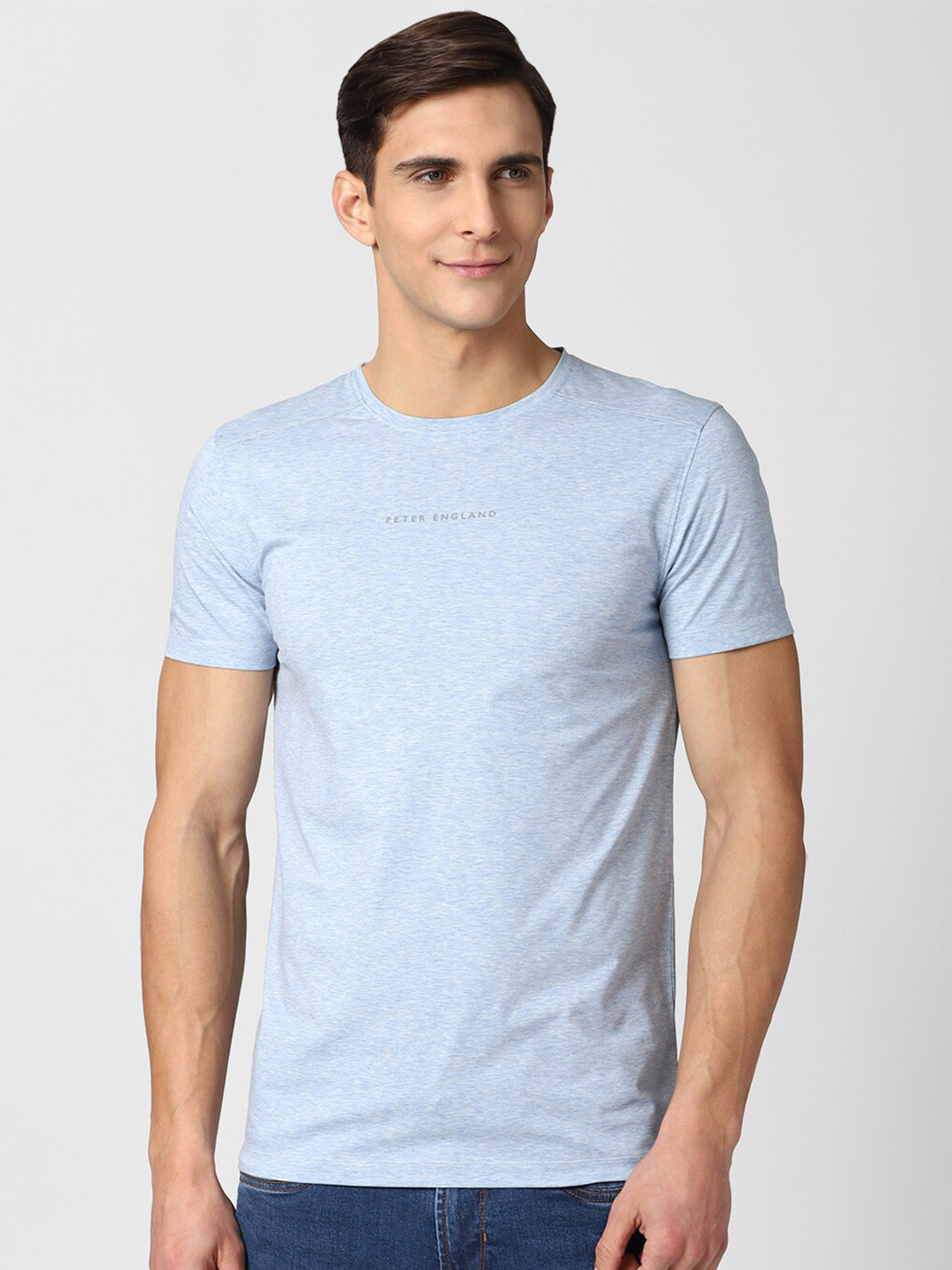 

Peter England Casuals Men Blue Typography Slim Fit T-shirt
