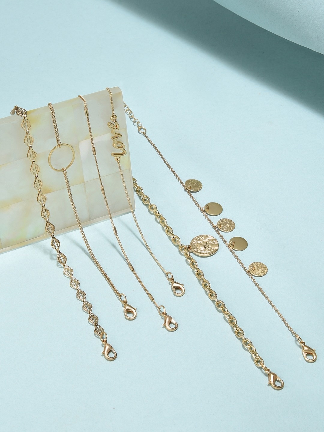 

AMI Women Set of 6 Gold Tone Contemporary Stackable Bracelets