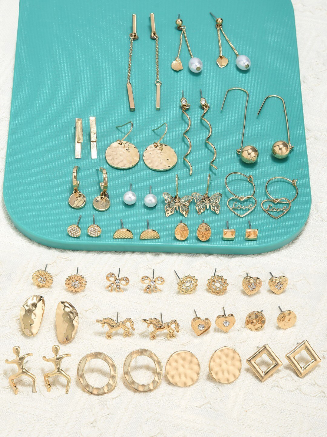 

AMI Set of 26 Gold Tone Contemporary Classy Stud & Drop Earrings