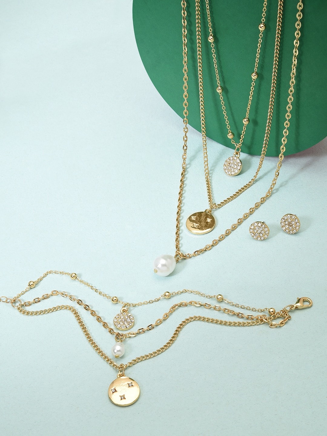 

AMI Gold-Plated Layered Alloy Jewellery Set