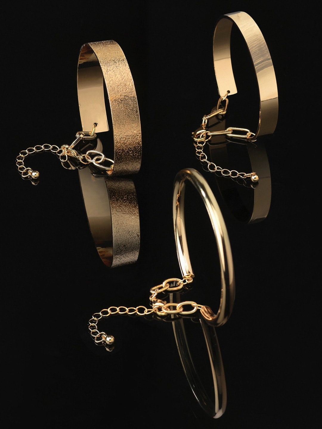 

AMI Women Set Of 3 Gold Tone Classy Adjustable Bracelets