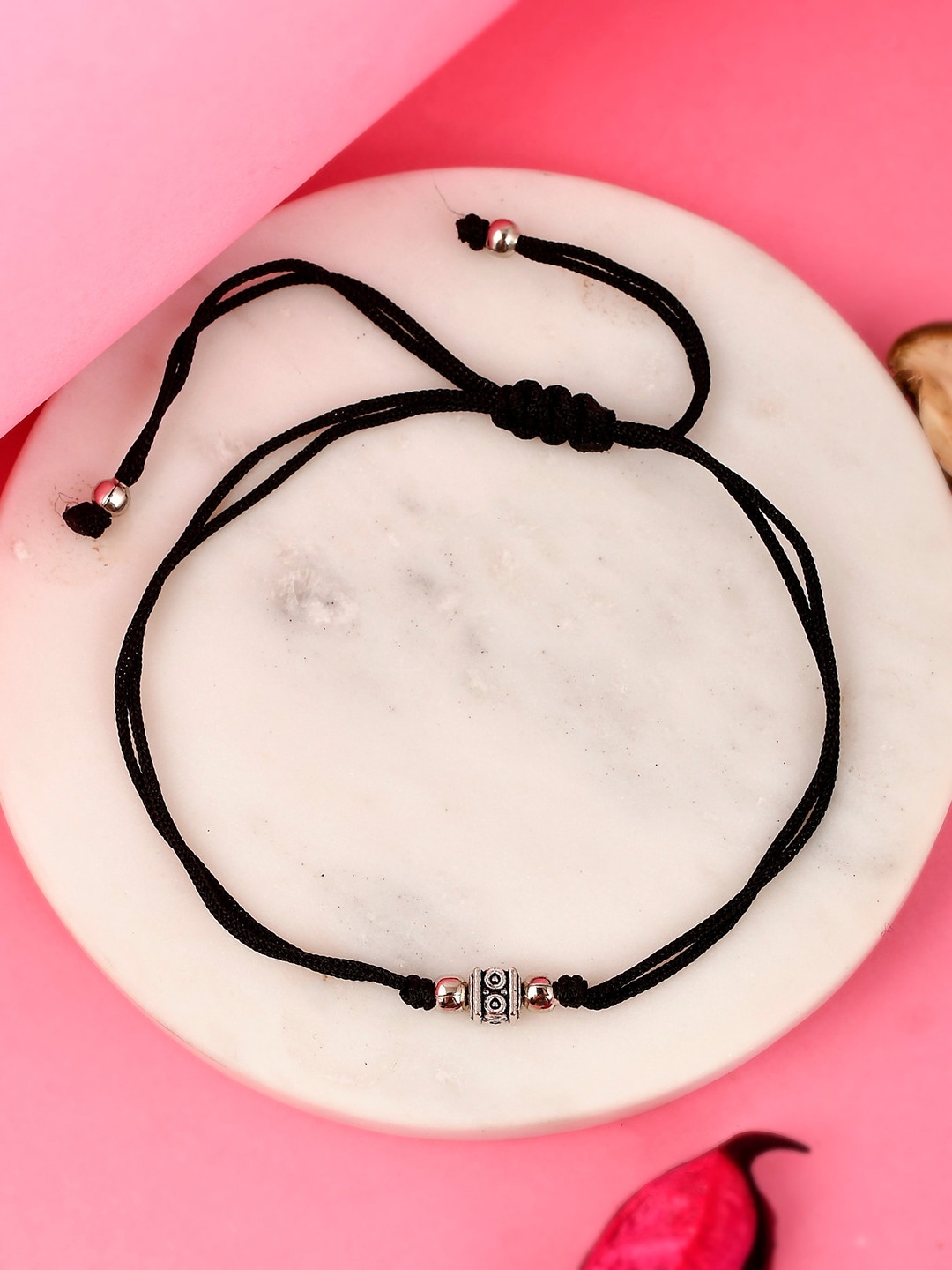 

Silvermerc Designs Silver-Plated & Oxidised Triple Ball Beaded Anklet