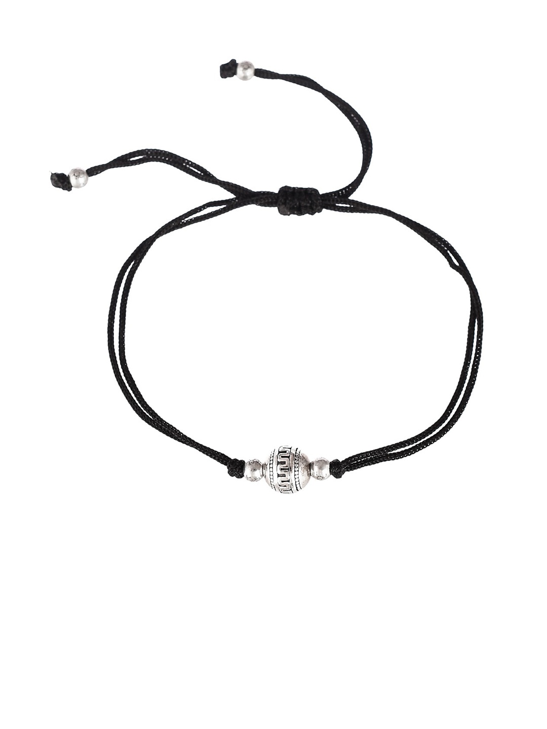 

Silvermerc Designs Silver Plated Black Beaded Oxidised Anklet
