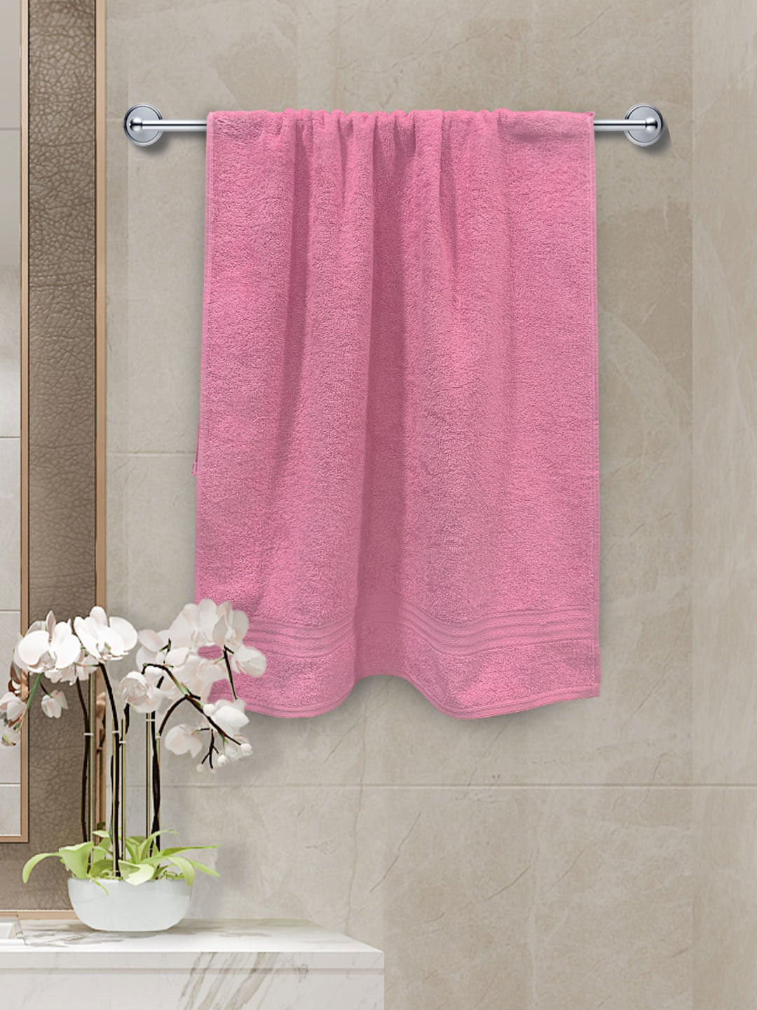 

YK Girls Smokey Pink Solid Pure Cotton 500 GSM Large Bath Towels