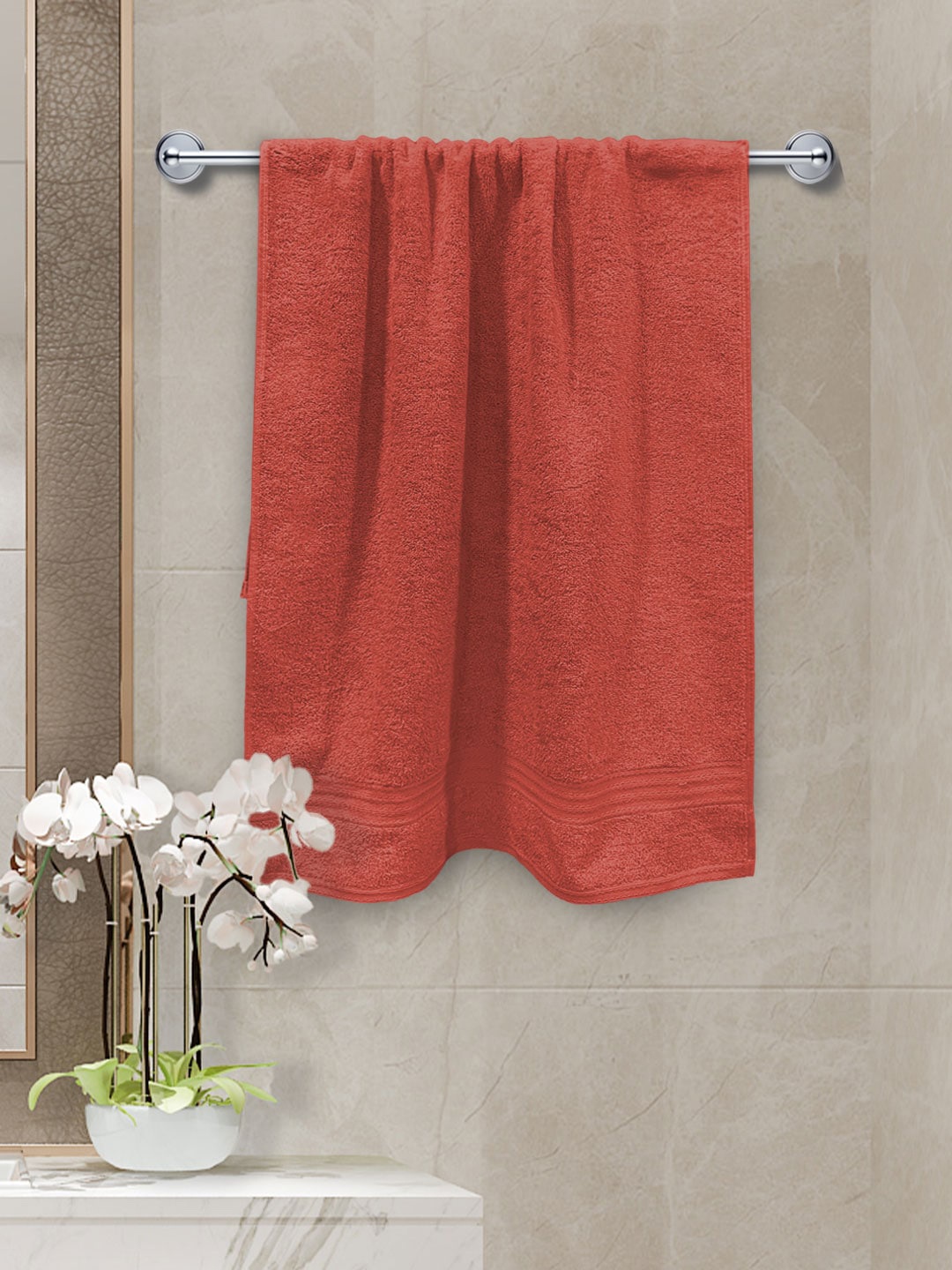 

YK Girls Brown Solid Pure Cotton 500 GSM Large Bath Towels