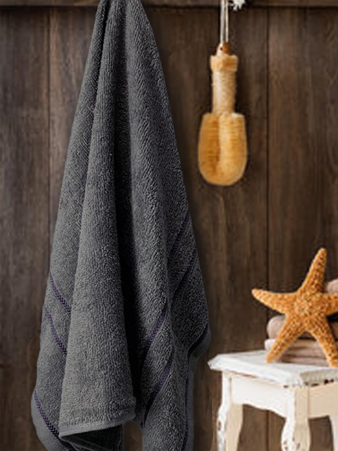 

YK Boys Grey Solid 380 GSM Terry Cotton Bath Towel
