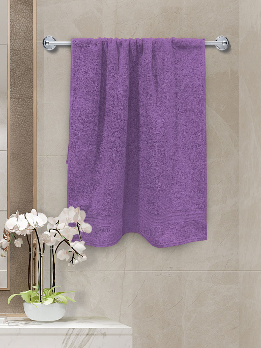 

YK Girls Purple Solid Pure Cotton 500 GSM Large Bath Towels
