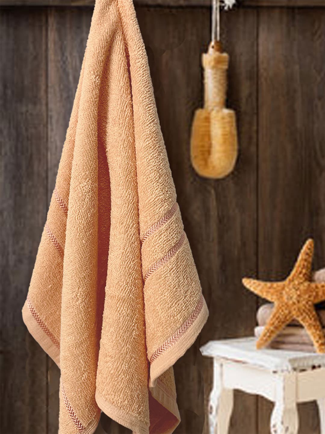 

YK Girls Clay Peach Solid 380 GSM Pure Cotton Terry Bath Towels