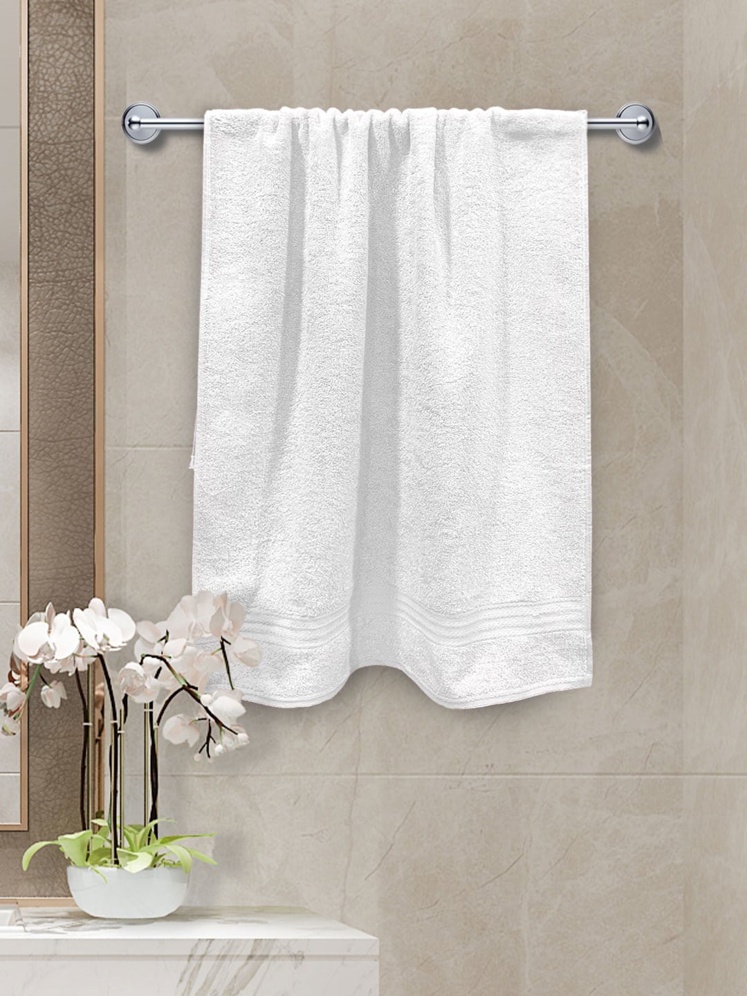 

YK White Solid Pure Cotton 500 GSM Large Bath Towels