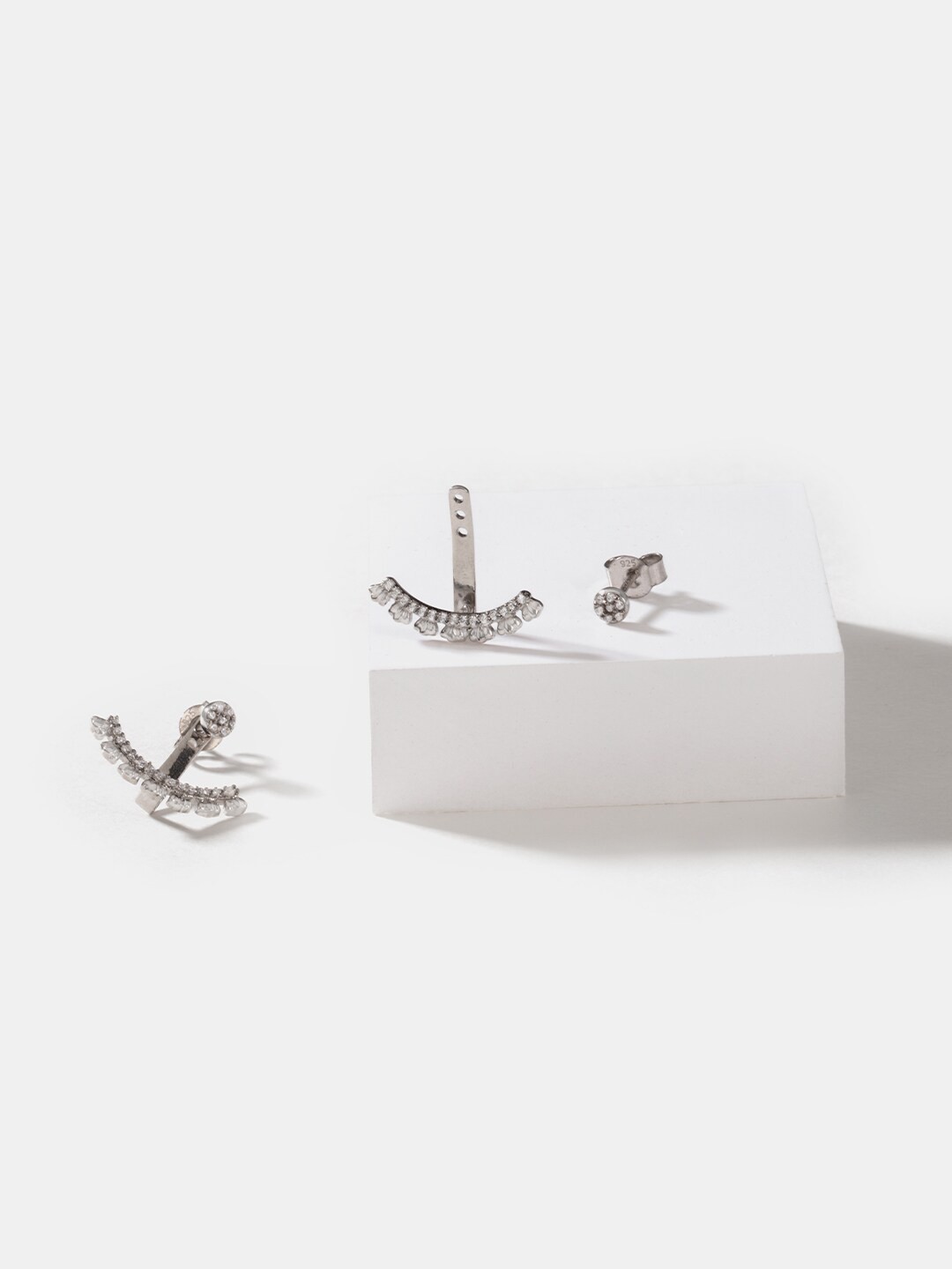 

SHAYA Silver-Toned Contemporary Studs Earrings