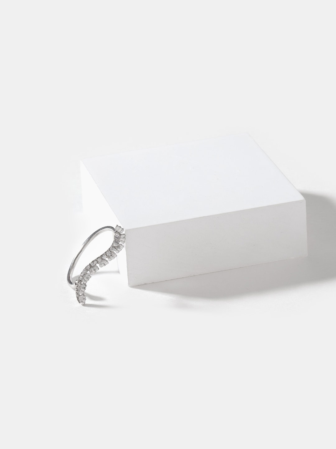 

SHAYA Silver-Toned & White CZ-Studded Finger Ring
