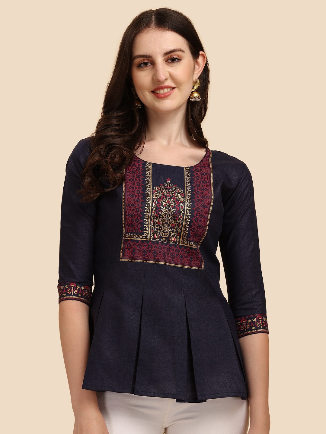 

Paralians Blue Print Peplum Top