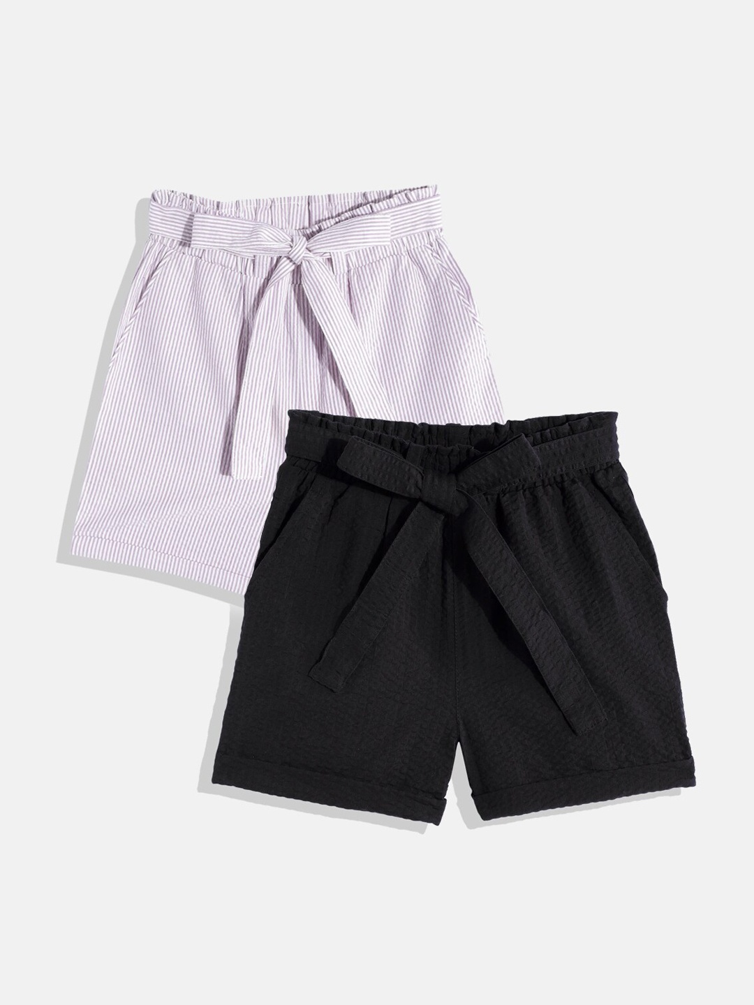 

luyk Girls Black High-Rise Shorts