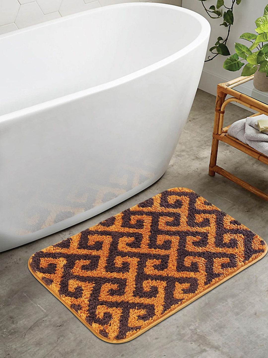 

OBSESSIONS Mustard 1400 GSM Anti-Skid Bath Rugs