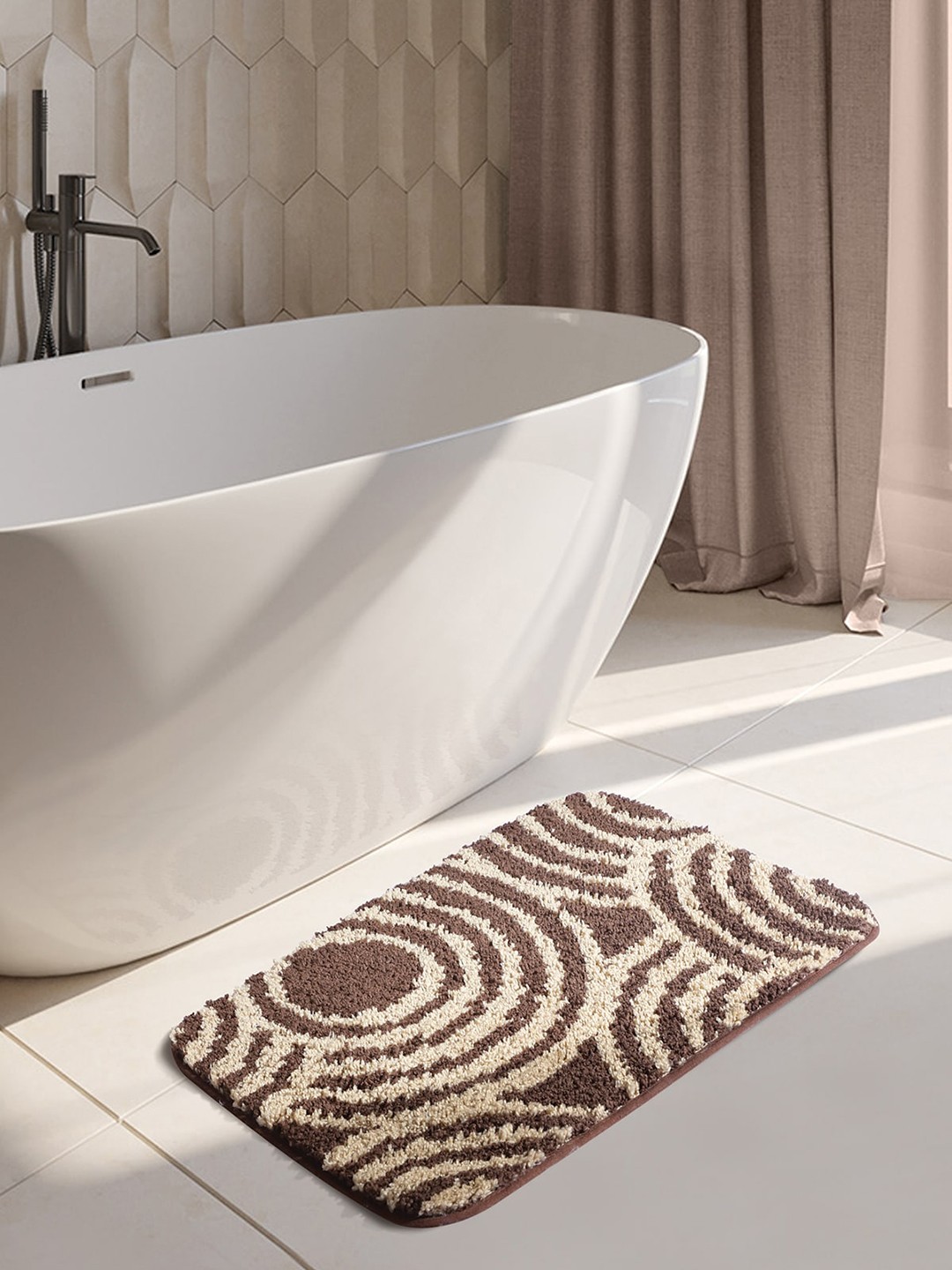 

OBSESSIONS Brown & Beige 1400 GSM Anti-Skid Bath Rugs