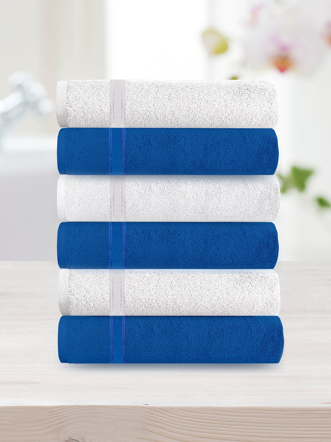 

Athome by Nilkamal Set of 6 Solid 370 GSM Cotton Face Towels, White