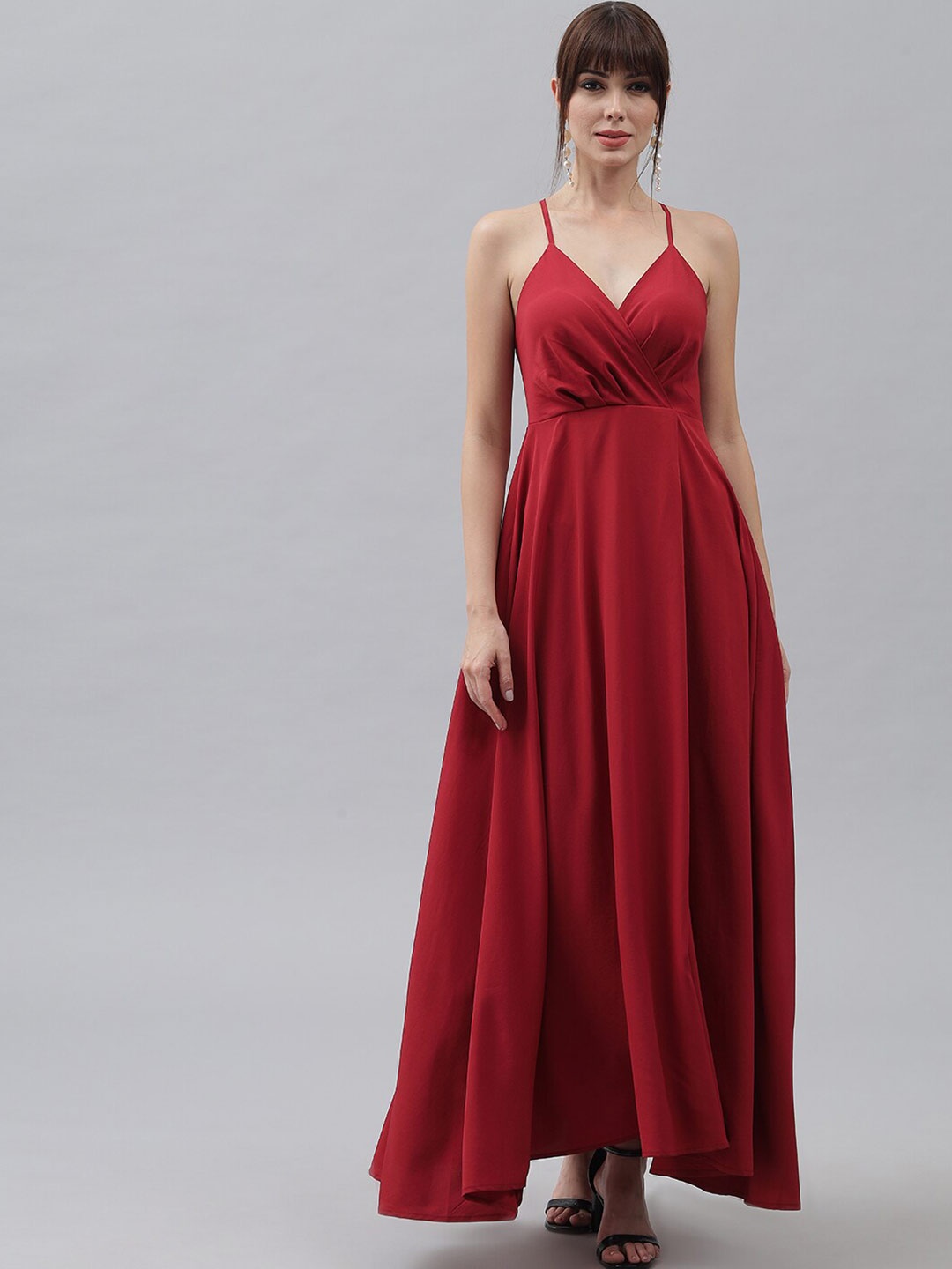 

emeros Burgundy Crepe Maxi Dress