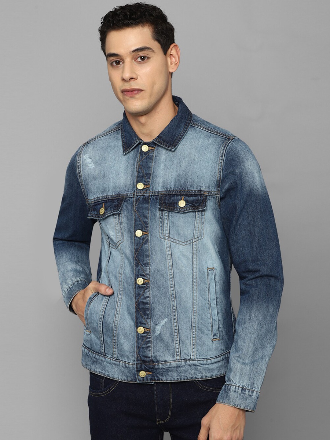 

Allen Solly Sport Men Navy Blue Washed Denim Jacket