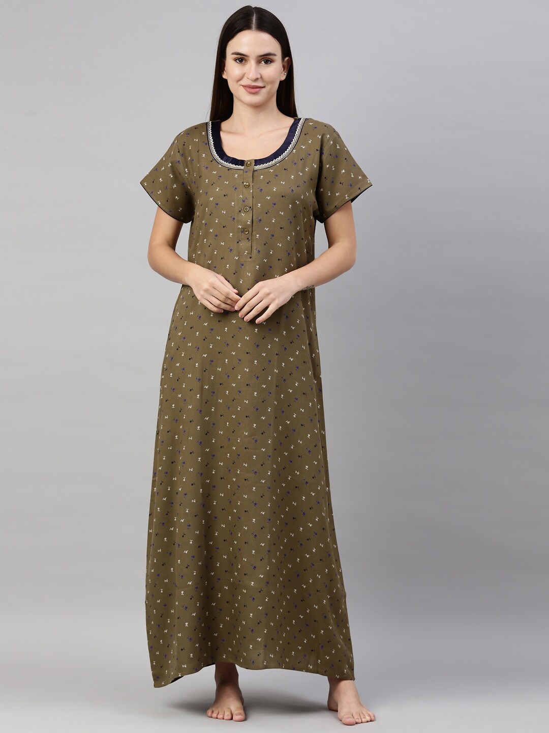 

GOLDSTROMS Green Printed Maxi Nightdress
