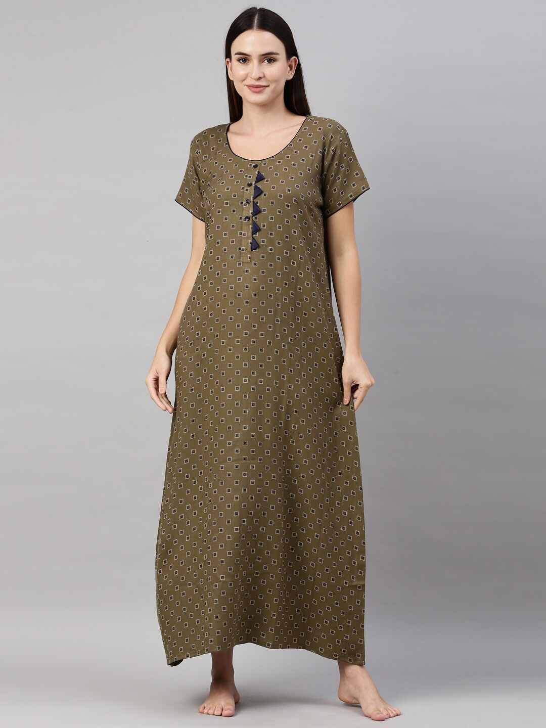 

GOLDSTROMS Green Printed Maxi Nightdress