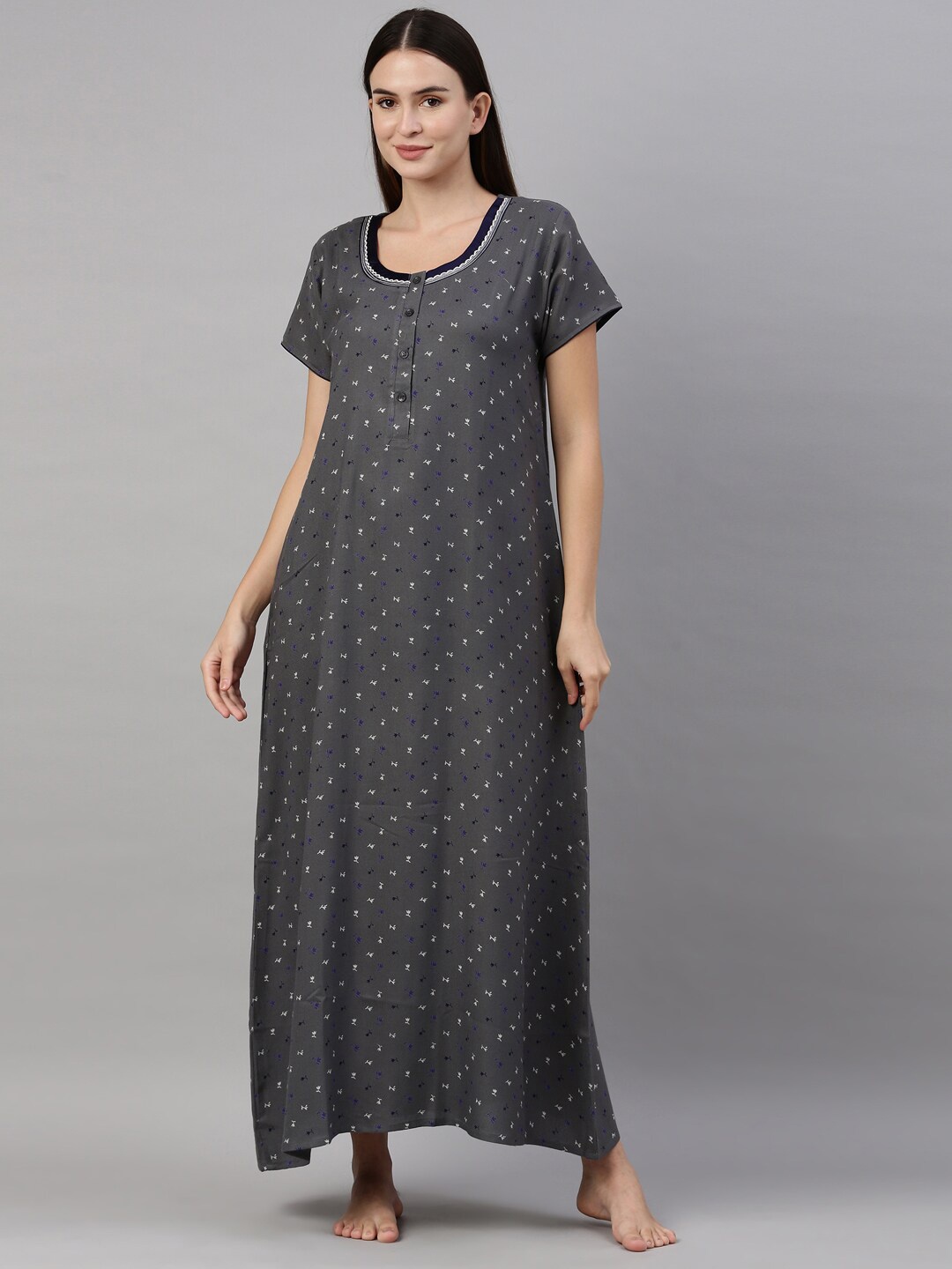 

GOLDSTROMS Grey Printed Maxi Nightdress