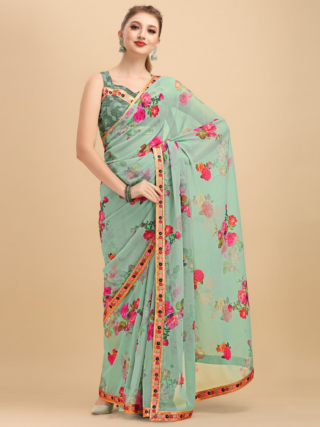 

Sangria Women Sea Green Sarees