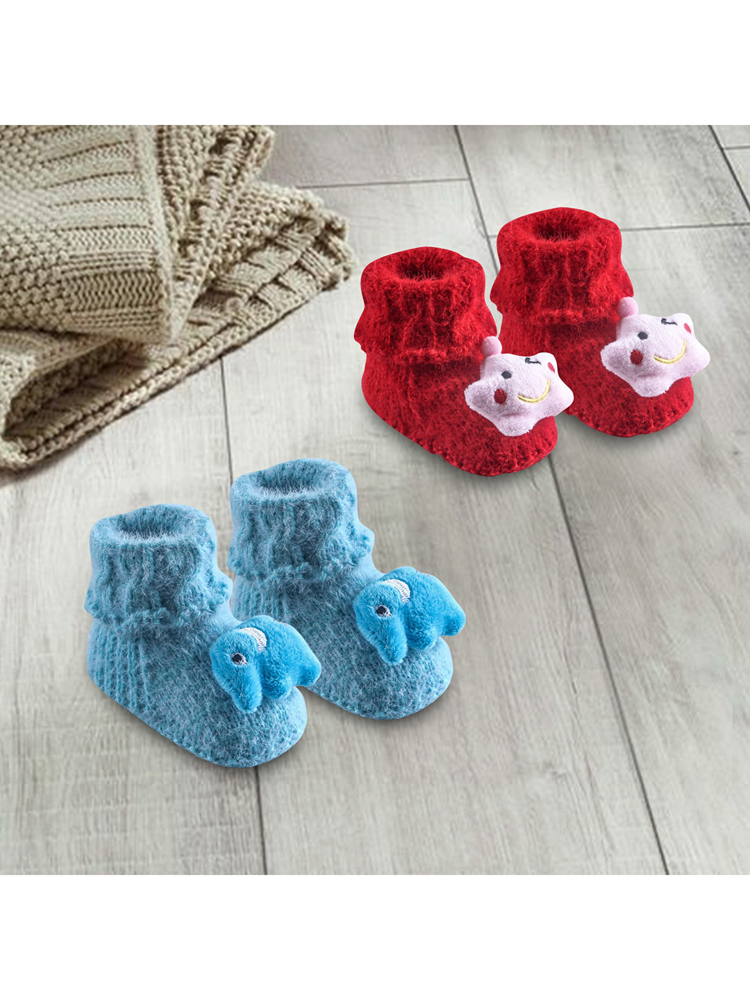 

Baby Moo Infants Pack of 2 Patterned Cotton Booties, Blue