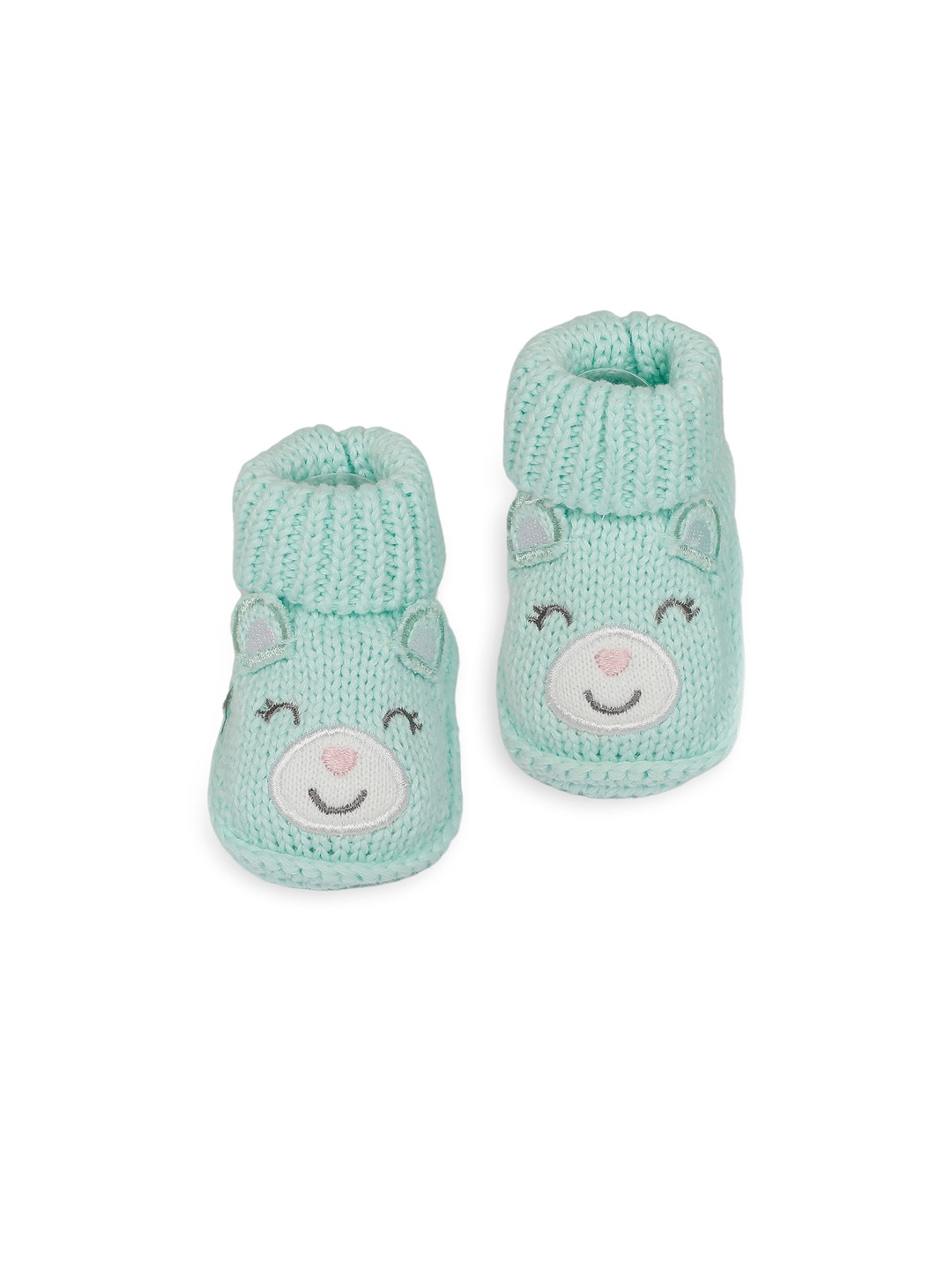 

Baby Moo Infant Green Solid Crochet Socks Organic Cotton Booties